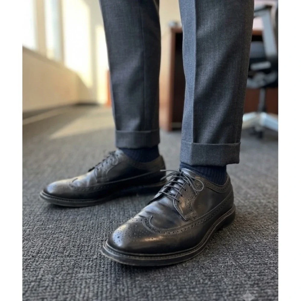 Allen Edmonds MacNeil Black Brogue Longwing Shoes Mens Sz 11.5 EEE Wide Formal